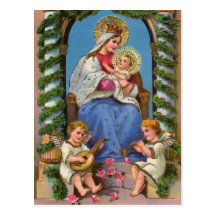 Madonna et carte postale de vacances de Noël d'enf