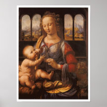 Madonna et enfant, Leonardo da Vinci, 1475 Affiche