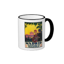 Madrid en affiche promotionnelle de voyage de prin tasse à café