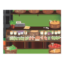 Magasin de marchands de légumes carte postale