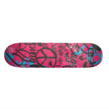 Magenta-Aqua de damassé, graffiti Planches À Roulettes Customisées