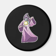 magicien de sorcier avec de la boule de cristal aimants
