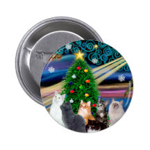 Magie de Chrstmas - six chats (variété) Badge Avec Épingle