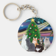 Magie de Chrstmas - six chats (variété) Porte-clés
