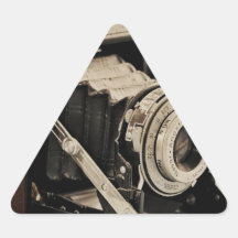 Magie vintage d'appareil-photo autocollant en triangle