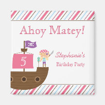 Magnet de fête d'anniversaire du pirate de la fill aimant