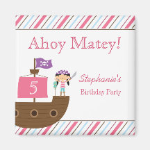 Magnet de fête d'anniversaire du pirate de la fill aimants pour réfrigérateur