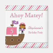 Magnet de fête d'anniversaire du pirate de la fill magnets