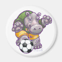 Magnet mignon du football d'hippopotame aimants pour réfrigérateur