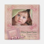 Magnet rose de naissance de cadre de photo de bébé magnets