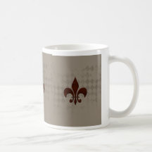 Mahogany Fleur de Lis sur le taupe Mugs À Café