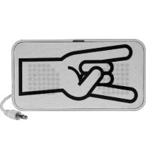 Main de rock haut-parleur notebook