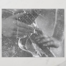 main femelle de joueur de guitare sur la conceptio prospectus personnalisés