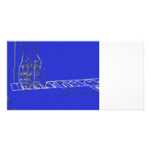 main jouant le contour blanc bleu d'encre de clavi photocarte personnalisée