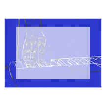 main jouant le contour blanc bleu d'encre de clavi bristol personnalisé