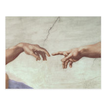 Mains de Dieu et d'Adam Cartes Postales