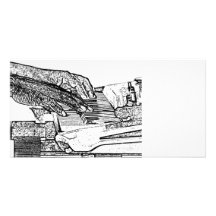 Mains jouant la conception de musique de croquis d cartes de vœux avec photo