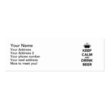 Maintenez bière calme et de boissons modèle de carte de visite