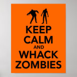 Maintenez calme et battez la copie de zombis posters