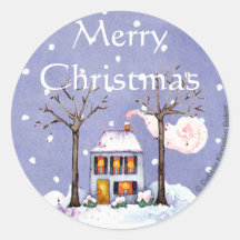 Maison de vacances de Joyeux Noël Autocollants