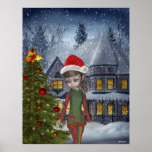Maison magique d'Elf pour la copie de Noël Affiche
