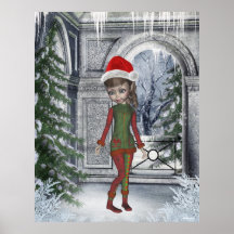Maison magique d'Elf pour la copie de Noël Posters