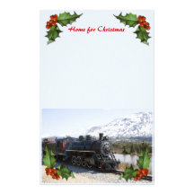 Maison sur le train pour la papeterie de Noël Papier À Lettre Personnalisé