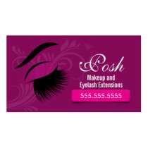 Makeup Artist and Eyelash Extensions Purple cartes de visite