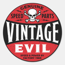 Mal vintage 002A Autocollants Ronds