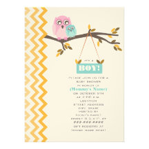 Maman de baby shower de garçon d'automne et hibou  faire-parts