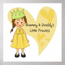 Maman de cheveux de Brown et princesse du papa Posters