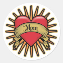 Maman de coeur de tatouage adhésifs ronds