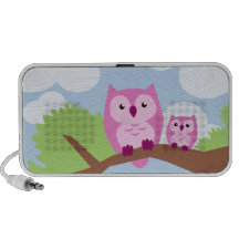 Maman de hibou et orateur roses mignons de Portabl Haut-parleurs Mp3