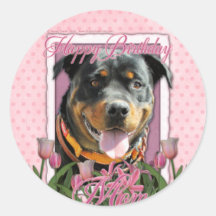 Maman de joyeux anniversaire - rottweiler - SambaP Autocollants Ronds
