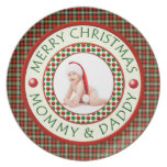 Maman de Joyeux Noël et photo de papa Assiette Pour Soirée