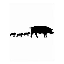 maman de porc avec icône de trois la jeune porcs carte postale