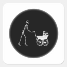 Maman de rayon X et bébé squelettiques - B&W origi Autocollants