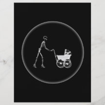 Maman de rayon X et bébé squelettiques - B&W origi Prospectus En Couleur