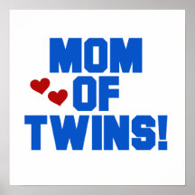 Maman des cadeaux bleus des textes de jumeaux posters