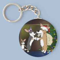Maman embrassant le corgi Claus porte-clés