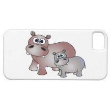 Maman et bébé mignons d'hippopotame coque iPhone 5 Case-Mate