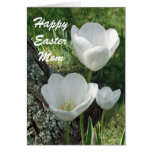 Maman heureuse de Pâques, tulipes blanches Carte De Vœux