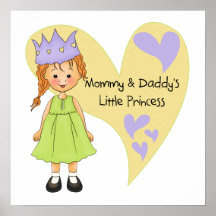 Maman rouge de cheveux et princesse du papa poster