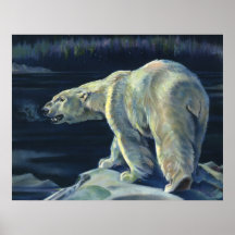Mammifère marin vintage, ours blanc, Arctique d'ic Affiche