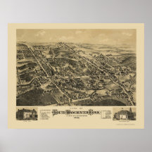 Manchester du sud, carte panoramique de CT - 1880 Posters