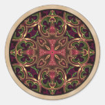 Mandala, abrégé sur kaléïdoscopique croix autocollant rond