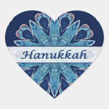 Mandala bleu de coeurs de Hanoukka d'autocollant d