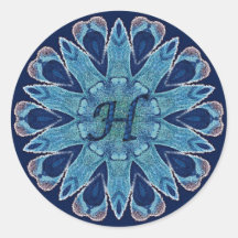 Mandala bleu de coeurs de Hanoukka d'autocollant r