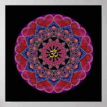 Mandala de coeur de l'OM Affiche