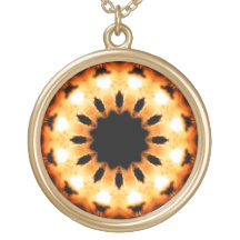 Mandala de kaléidoscope d'orange chaud collier personnalisé